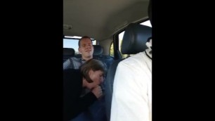 Old Mom Sucking Young Guy off in the back Seat