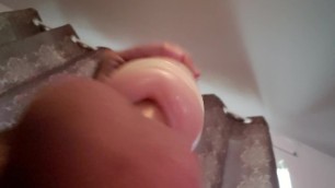 UNDER BIG FULL BALLS VIEW WITH DEEP MOANING CUMSHOT