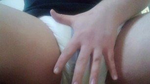 Chubby Boy Wets his Diaper and Spanks his Padded Crotch