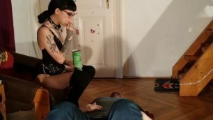 Beth Kinky - Sexy Goth Domina Spitfeeding her Slave Pt1 HD