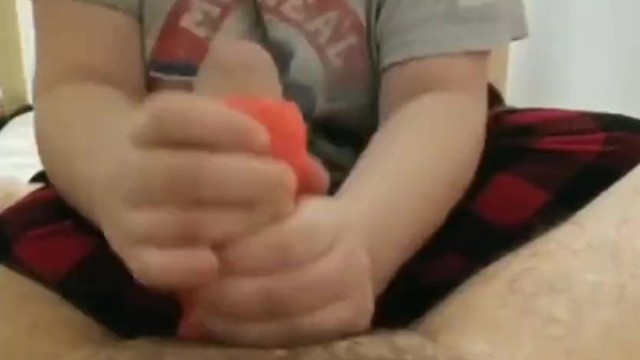 Masturbating Boyfriend with a Toy + Cumshot