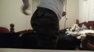 Thick White Girl in Camo Pants Shows off her Fat Ass and Cute Asshole