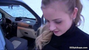 Slutty blonde Czech babe is paid cash from some crazy public sex 02
