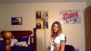 Busty amateur girlfriend masturbates in front of her webcam
